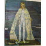 Arlie PANTING (1911-1989), two oils on canvas of a man in a cloak, titled "The Belt", and a stylised