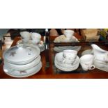 Royal Doulton "Tumbling Leaves" dinnerware including tureen, plates, cups & saucers, gravy boat on