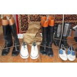 Vintage clothing:- Men's leather boots (4 pairs), Patrick Cox and Charles Jourdain shoes, leather