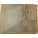 Arlie PANTING (1914-1989) abstract oil in greys portrait of a woman in a room, signed & dated