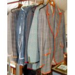 Vintage clothing:- Seven men's three-piece checked suits with satin trim by Thorns of London,