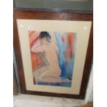 Colour print in pastels of a nude, after Modigliani