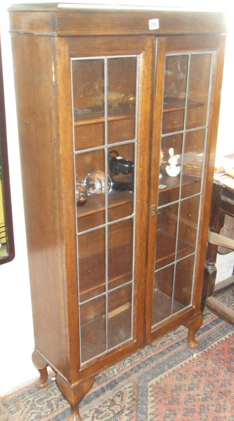 Oak two-door bookcase