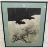 Japanese silk painting of cherry blossom