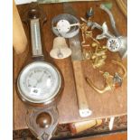 Servant's doorbell, a machete, a barometer, some brass door furniture and a mincer!