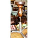 Old wood & metal sculptors/clay modeller's revolving stand on tripod base