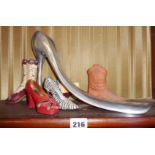 Manolo Blahnik designer aluminium shoe horn, and five Just The Right Shoe models