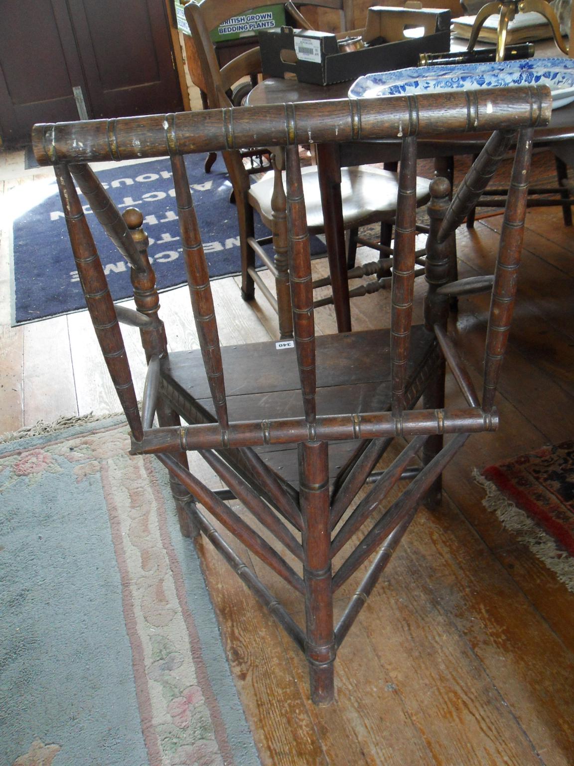 19th c. oak 'woodturners' corner chair - Image 4 of 6