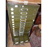 Microscope slide metal filing cabinet of fourteen drawers