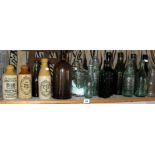 Quantity of old glass ginger beer & mineral water bottles from various breweries (16)