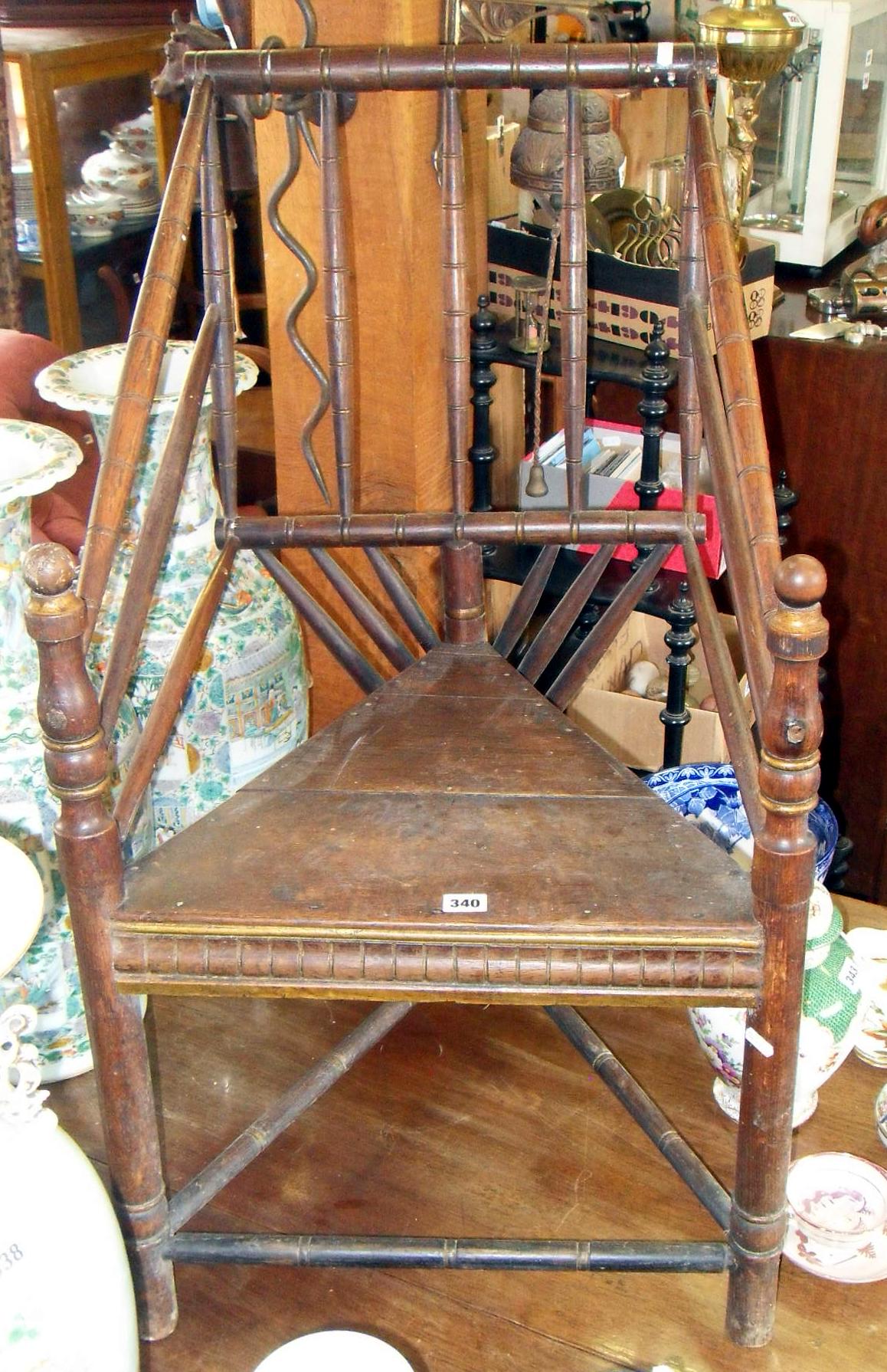 19th c. oak 'woodturners' corner chair