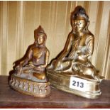 Two Asian bronze Buddhas, 5" & 7"