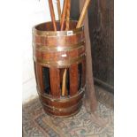 Oak barrel stickstand with copper banding