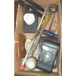 Assorted items including Kodak Autograph camera, Trench Art paper knife, R.F.C. pin box etc