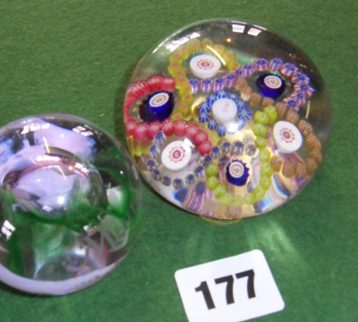 1815 millefiori glass paperweights, and another