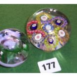 1815 millefiori glass paperweights, and another