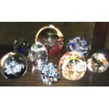 Collection of eight various glass paperweights