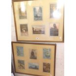 Two framed collections of book illustrations