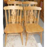 Set of four beech kitchen chairs