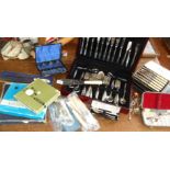 Large quantity of assorted silver plate & stainless steel cutlery in canteen, boxed in cases