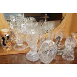 Assorted cut-glass vases etc