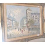 Oil on canvas of a Paris street scene