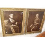 Pair of Victorian giltwood framed printed portraits of Col. John Edmund Harvey of the 41st Welsh