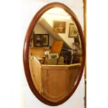 Edwardian inlaid mahogany oval wall mirror