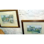 Pair of watercolours of Corfe Castle & Swanage, by Valerie CROWE