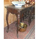 19th c. mahogany fold-over tea table on carved cabriole legs