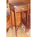 Small bow-fronted mahogany side-table on square tapering legs