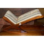 Upholstered mahogany rocking gout stool