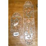 Two Victorian ornate pierced copper doorplates