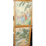 Three Chinese paintings of figures in landscapes, signed & framed