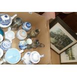 Assorted china & five Sporting prints after Alken