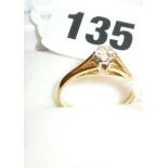 18ct gold & solitaire diamond ring