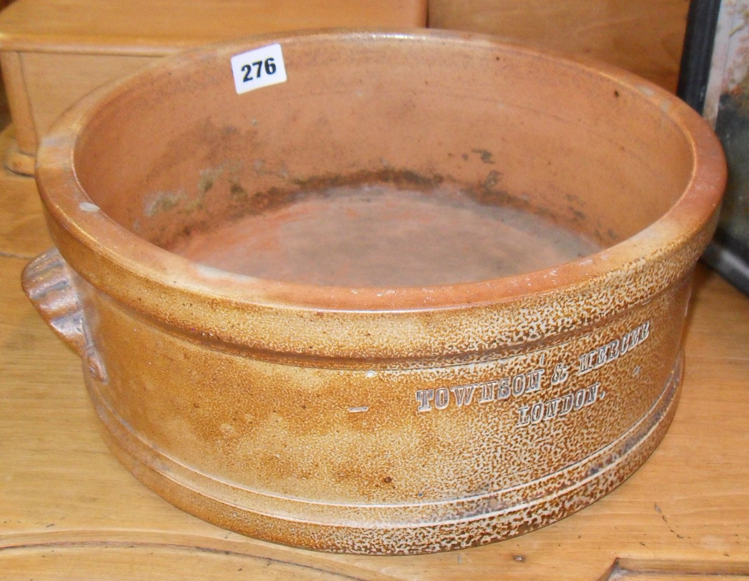 Lambeth salt-glazed stoneware planter with impressed name of Townson & Mercer, London