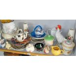 Shelf of assorted china & pottery