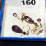 Two pairs of amethyst drop earrings