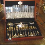 Complete canteen of silver-plated cutlery, bead pattern, made in Sheffield