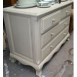 Painted pine chest of drawers (2 over 2) on ogee bracket feet