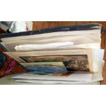 Large folio of old photographs, watercolours & prints