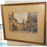 Watercolour of an industrial street scene by Juliet PENNETT aka Somers, dated 1942