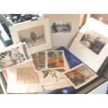 Folios of coloured prints & etchings by various artists including Wallace Heaton, A. Watson Turnbull