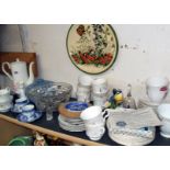 Shelf of assorted china & glass