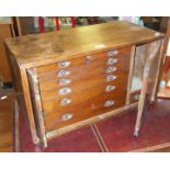 Watchmaker's tool box with two receding doors enclosing seven baize-lined drawers