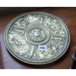 Italian heavy brass "alms" dish with embossed classical figure decoration