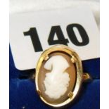 Cameo ring in 18ct gold setting & shank