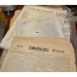 Collection of 18th & 19th c. newspapers including 1798 Morning Chronicle, The London Chronicle, "