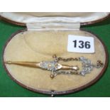 19th c. French chatelaine scissors in the form of a dagger in a scabbard